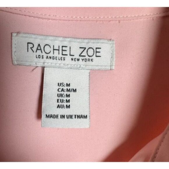 Rachel Zoe Women’s Blouse Size Medium shell Pink Button Front Long Sleeve Shirt - Picture 4 of 7